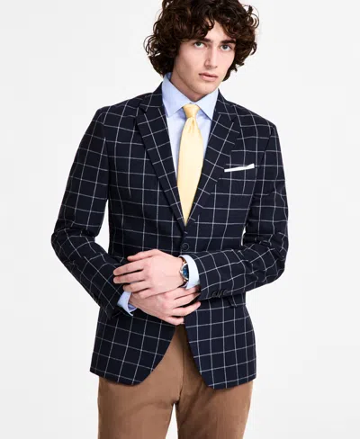 Nautica Men's Cotton & Linen Printed Modern-fit Sport Coat In Navy