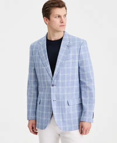 Nautica Men's Cotton & Linen Printed Modern-fit Sport Coat In Blue