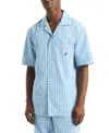 Nautica Men's Crafted Plaid Camp Sleep Pajama Shirt In Blue Yonder