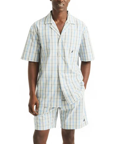 Nautica Men's Crafted Plaid Camp Sleep Pajama Shirt In High Rise