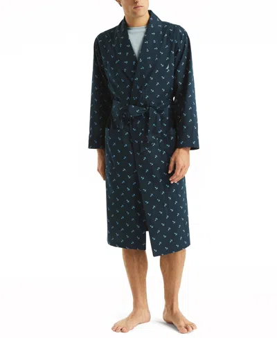 Nautica Men's Crafted Printed Robe In Maritime Navy