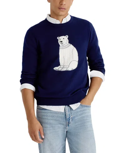 Nautica Men's Crewneck Intarsia Sailboat Design Classic-fit Sweater In Blue