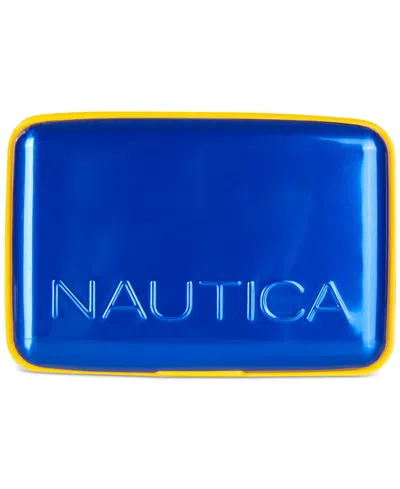 Nautica Men's Embossed-logo Rfid Aluminum Security Wallet In Navy