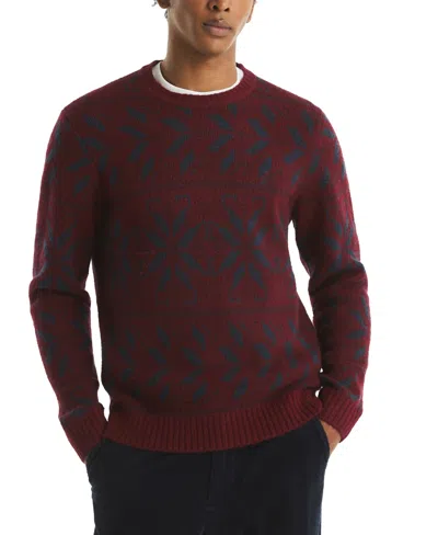 Nautica Men's Fair Isle Print Sweater In Red