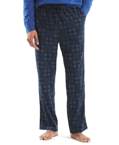Nautica Men's Fleece Patchwork Plaid Pajama Pants In Blue
