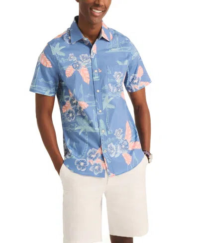 Nautica Men's Floral Short Sleeve Button-front Shirt In Dutch Blue
