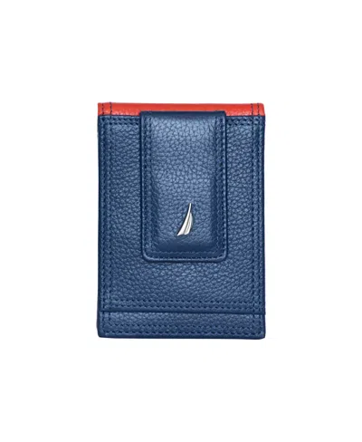 Nautica Men's Front Pocket Leather Wallet In Blue