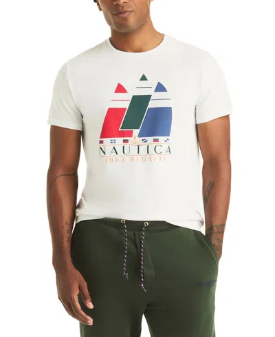 Nautica Men's Graphic Print Short Sleeve T-shirt In White