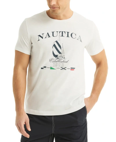 Nautica Men's Heritage Crewneck Graphic T-shirt In Bright White