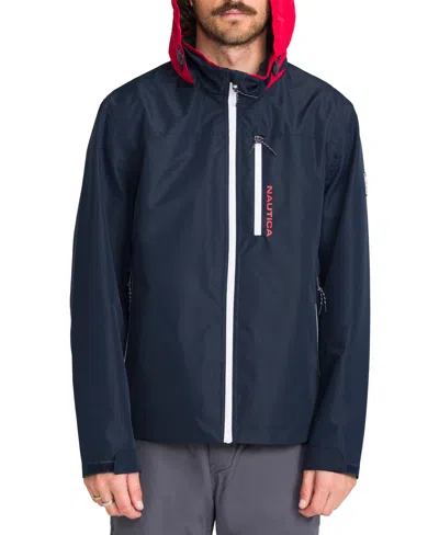 Nautica Men's Hooded Sailing Jacket In Blue