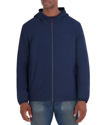 Nautica Men's Hooded Transitional Zip Front Jacket In Navy