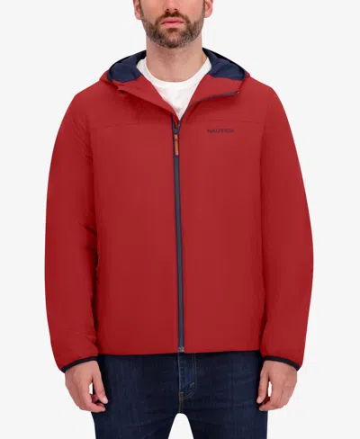 Nautica Men's Hooded Transitional Zip Front Jacket In Red