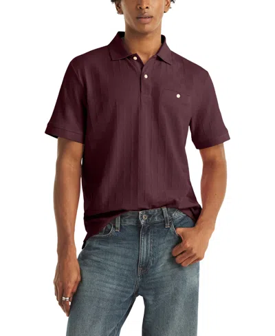 Nautica Men's Jacquard Jersey Polo Shirt In Burgundy