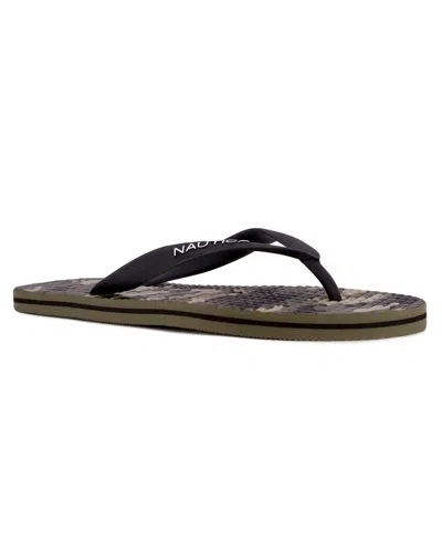 Nautica Men's Jiren Flip Flops In Olive Camo