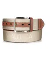 Nautica Men's Leather Tab Signature Webbing Logo Belt In Khaki