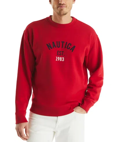 Nautica Men's Logo Crewneck Sweatshirt In Naut Red