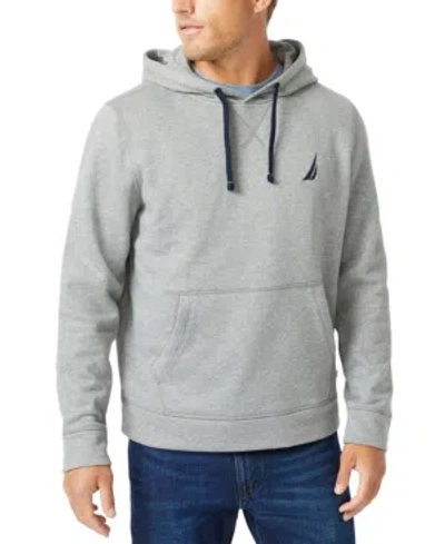 Nautica Men's Logo Fleece Hoodie In Stone Grey Heather