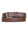 Nautica Men's Logo Inlay Ornament Leather Belt In Brown