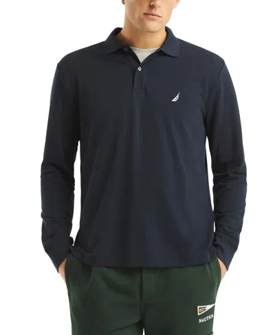 Nautica Men's Long Sleeve Deck Polo Shirt In Navy