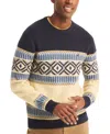 Nautica Men's Long Sleeve Fair Isle Crewneck Sweater In Navy