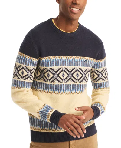 Nautica Men's Long Sleeve Fair Isle Crewneck Sweater In Navy