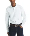 Nautica Men's Long Sleeve Printed Button Down Shirt In Bright White