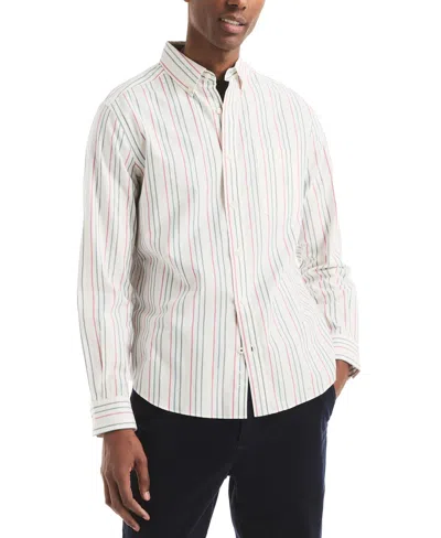 Nautica Men's Long Sleeve Striped Button-down Shirt In White