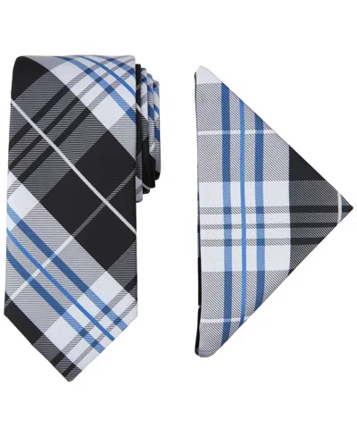 Nautica Men's Lydonia Plaid Tie & Pocket Square Set In Black