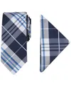 NAUTICA MEN'S LYDONIA PLAID TIE & POCKET SQUARE SET