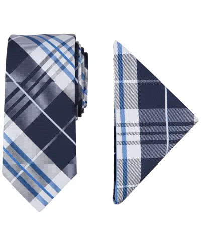 Nautica Men's Lydonia Plaid Tie & Pocket Square Set In Navy