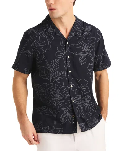 Nautica Men's Miami Vice X  Printed Short Sleeve Button-front Camp Shirt In Navy Seas