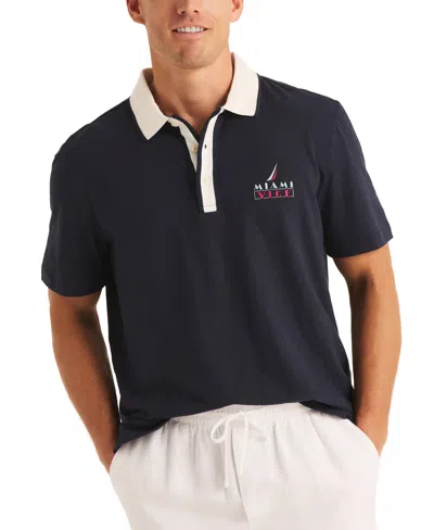 Nautica Men's Miami Vice X  Short-sleeve Contrast-trim Polo Shirt In Navy Seas