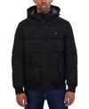 Nautica Men's Mixed Media Bomber Jacket In Black