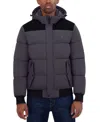 Nautica Men's Mixed Media Bomber Jacket In Metal Grey