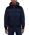 Nautica Men's Mixed Media Bomber Jacket In Navy