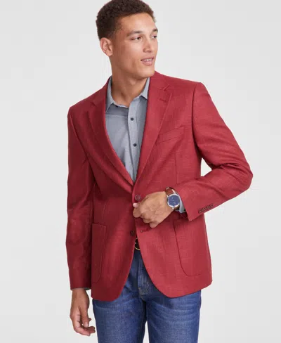 Nautica Men Modern-fit Active Stretch Structure Weave Sport Coat In Red