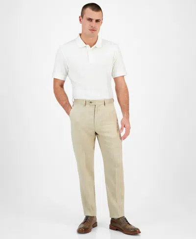 Nautica Men's Modern-fit Linen Dress Pants In Tan Solid
