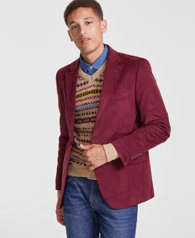 Nautica Men's Modern-fit Solid Stretch Corduroy Elbow Patch Sport Coat In Red