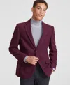 Nautica Men's Modern-fit Solid Tweed Sport Coat In Burgundy