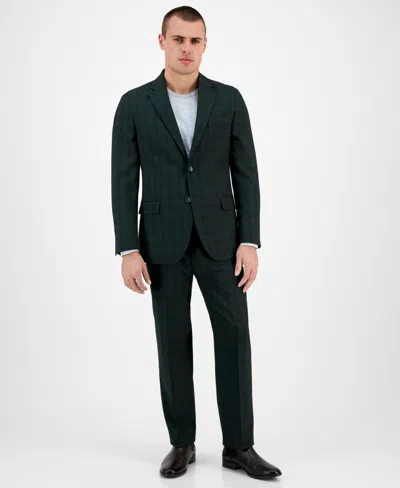 Nautica Men's Modern-fit Stretch Suit In Green Plaid