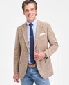 Nautica Men's Modern-fit Tan Plaid Tweed Sport Coat In Brown