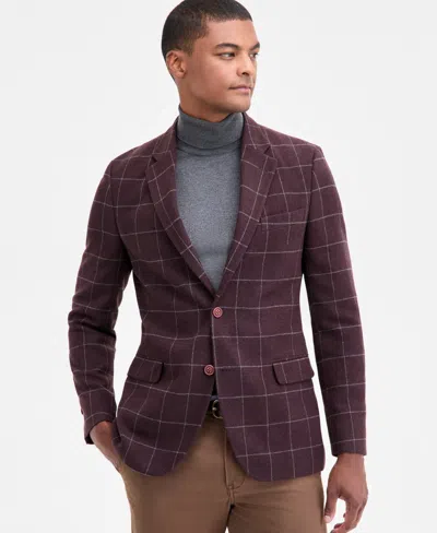 Nautica Men's Modern-fit Wine Window Tweed Sport Coat In Purple