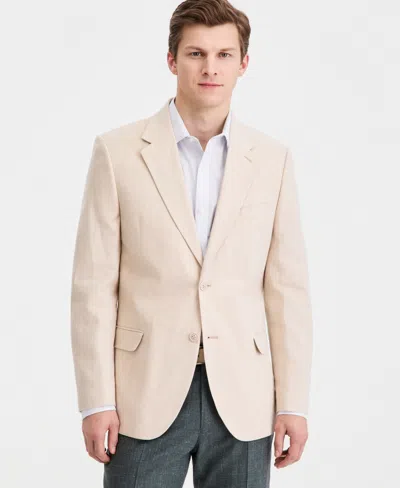 Nautica Men's Modern-fit Herringbone Cotton & Linen Blazer In Neutral