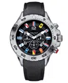 Nautica Men's N16553g Nst Chrono Flags Black Resin-coated Leather Strap Watch In Black,silver