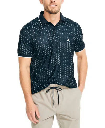 Nautica Men's Navtech Classic-fit Printed Performance Polo Shirt In Blue