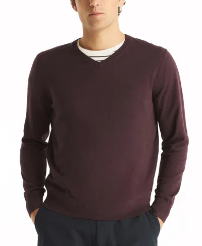Nautica Men's Navtech Performance Classic-fit Soft V-neck Sweater In Plum Perfect