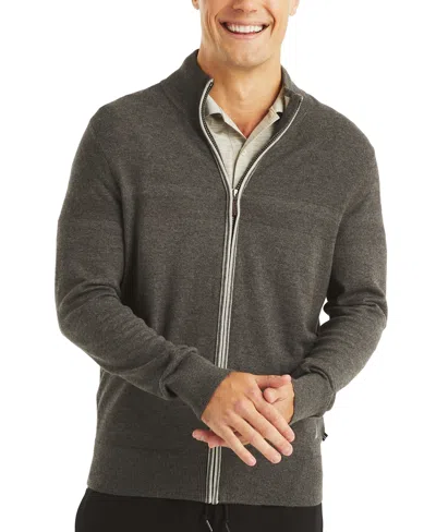 Nautica Men's Navtech Mock-neck Full-zip Sweater In Charcoal Heather