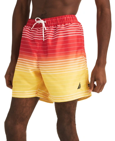 Nautica Men's Ombre Stripe Full Elastic 6" Swim Trunks In Formula One