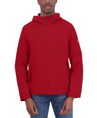 Nautica Men's Packable Full-zip Hooded Jacket In Red