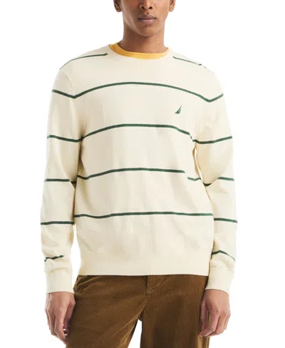 Nautica Men's Performance Striped Crewneck Sweater In Brown